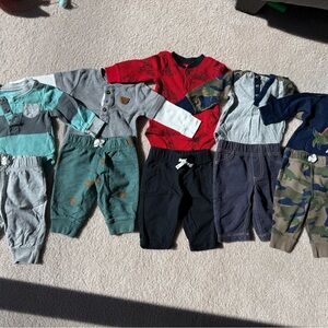 Carter’s Baby Boys' Long Sleeve Onesies and Pants Set 3M bundle